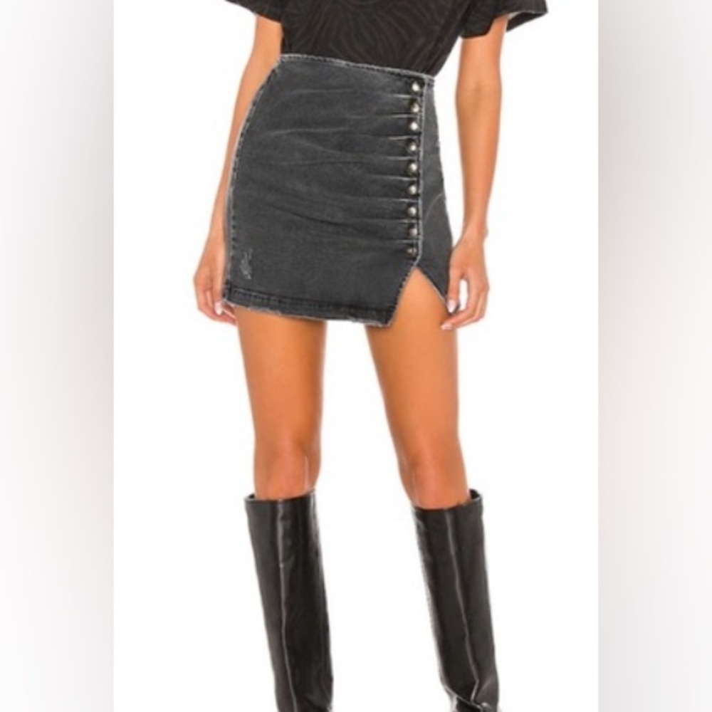 Retrofete Willa Skirt Washed Black Denim Size XL